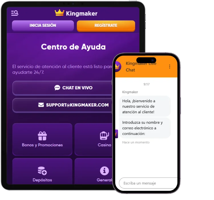 Kingmaker Casino centro de ayuda con chat en vivo y soporte al cliente