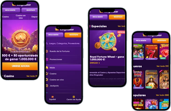 Kingmaker Casino versión móvil con juegos, bonos y promociones